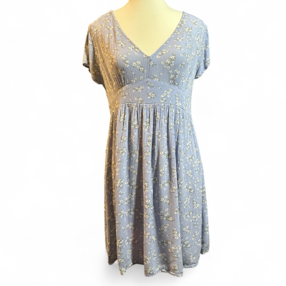 Pink Rose Blue Floral Dress